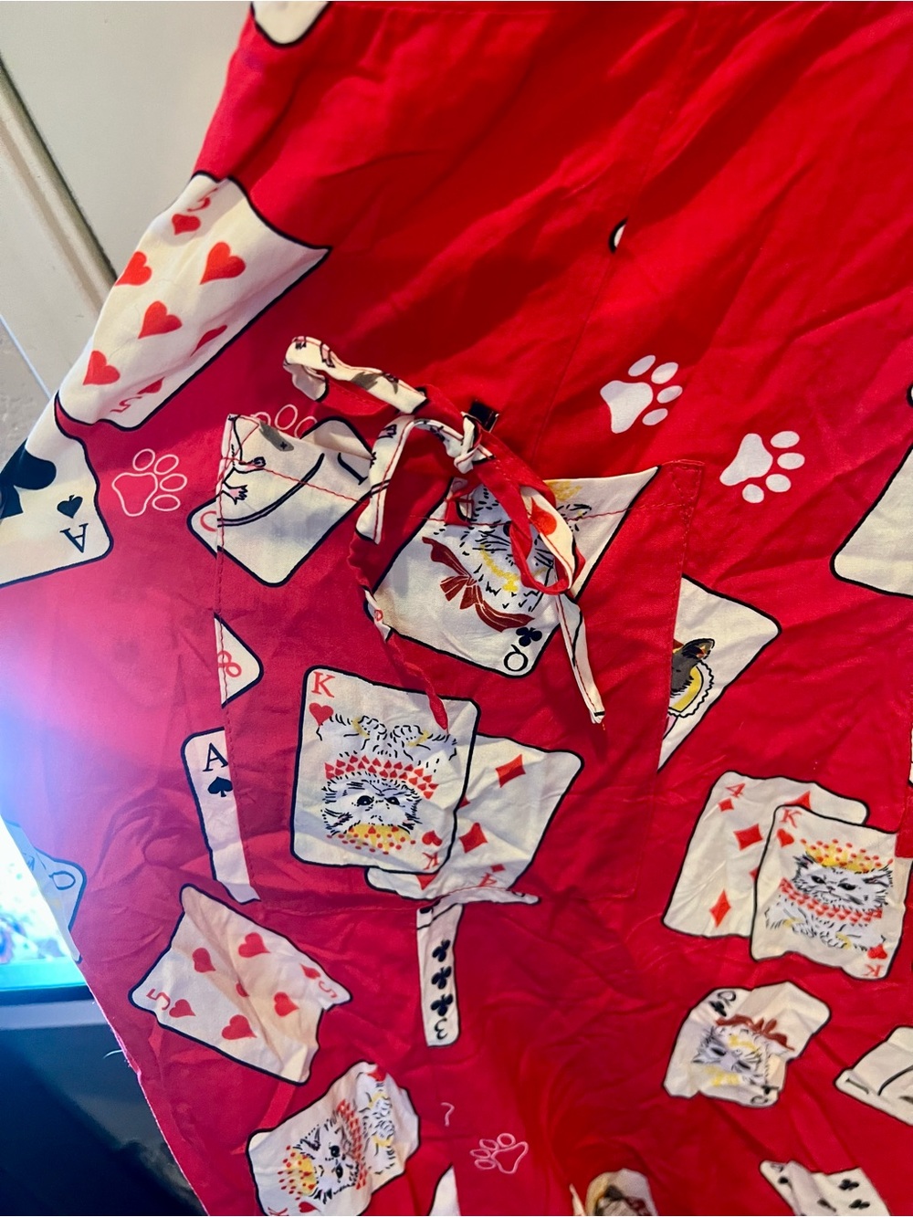 Collectif Red Cat & Card Print Dress - Picture 4 of 4